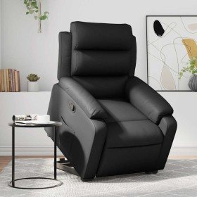 Sillón reclinable elevable cuero artificial negro en Sillones | Comprar online en Foru.es
