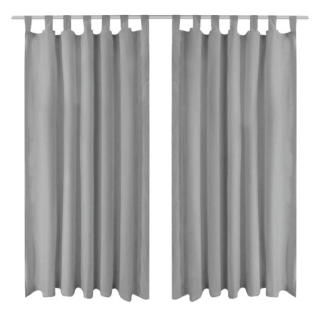Cortinas de micro-raso con bucles 2 unidades 140x225 cm gris de vidaXL, Cortinas y visillos - Ref: Foro24-132214, Precio: 26,...