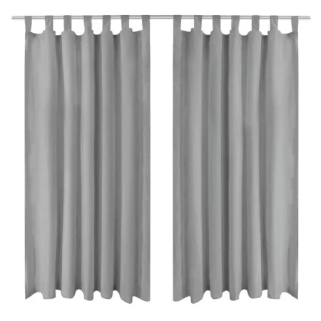 Cortinas de micro-raso con bucles 2 unidades 140x225 cm gris de vidaXL, Cortinas y visillos - Ref: Foro24-132214, Precio: 24,...