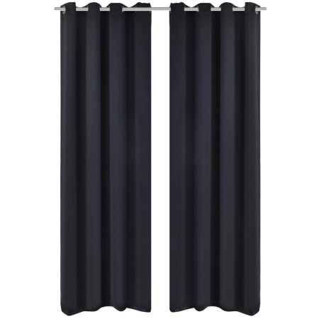 Cortinas opacas 2 piezas con ojales de metal 135x175 cm negras de vidaXL, Cortinas y visillos - Ref: Foro24-132199, Precio: 2...