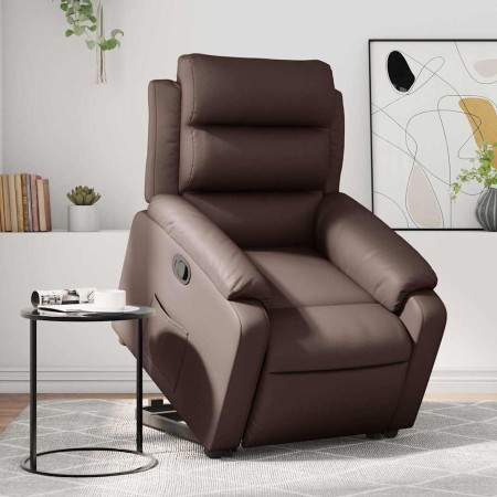 Sillón reclinable elevable cuero sintético marrón en Sillones | Comprar online en Foru.es