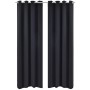 Cortinas opacas 2 piezas con ojales de metal 135x175 cm negras de vidaXL, Cortinas y visillos - Ref: Foro24-132199, Precio: 2...