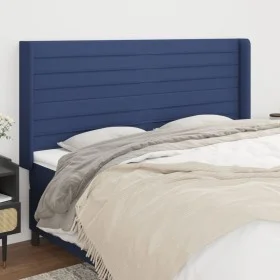 Headboard with blue fabric ears 183x16x118/128 cm by , Headboards and footboards - Ref: Foro24-3119740, Price: 122,32 €, Disc...