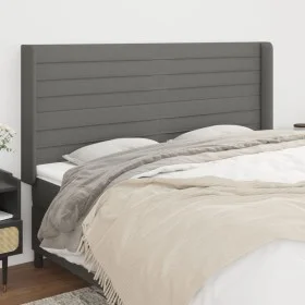Cabecero con orejas de tela gris oscuro 183x16x118/128 cm de , Cabeceros y pies de cama - Ref: Foro24-3119735, Precio: 110,24...