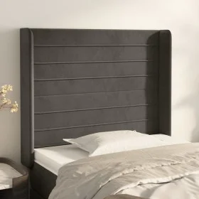 Cabecero con orejas de terciopelo gris oscuro 103x16x118/128 cm de , Cabeceros y pies de cama - Ref: Foro24-3119763, Precio: ...