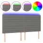 Kopfteil mit LED-Leuchten aus dunkelgrauem Stoff, 200 x 5 x 118/128 cm von , Kopf- und Fußteile - Ref: Foro24-3122587, Preis:...