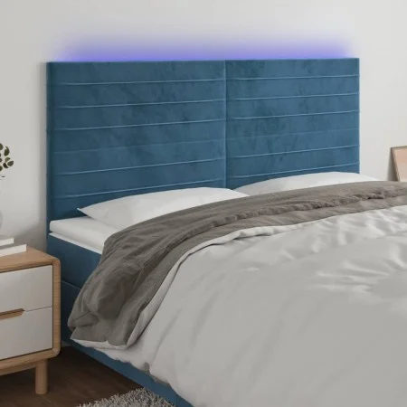 Kopfteil mit LED-Beleuchtung, dunkelblauer Samt, 200 x 5 x 118/128 cm von , Kopf- und Fußteile - Ref: Foro24-3122634, Preis: ...