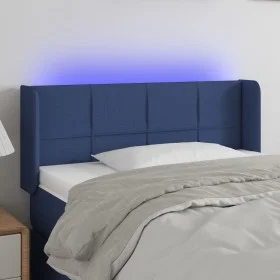 Cabecero con LED de tela azul 93x16x78/88 cm de , Cabeceros y pies de cama - Ref: Foro24-3123224, Precio: 62,36 €, Descuento: %