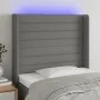 Kopfteil aus dunkelgrauem Stoff mit LED103x16x118/128 cm von , Kopf- und Fußteile - Ref: Foro24-3124179, Preis: 80,27 €, Raba...