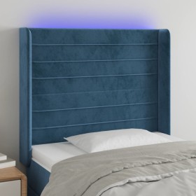 Cabecero con LED de terciopelo azul oscuro 103x16x118/128 cm de , Cabeceros y pies de cama - Ref: Foro24-3124234, Precio: 78,...
