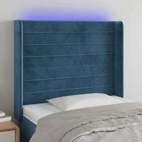 LED-Kopfteil aus dunkelblauem Samt, 103 x 16 x 118/128 cm von , Kopf- und Fußteile - Ref: Foro24-3124234, Preis: 80,14 €, Rab...