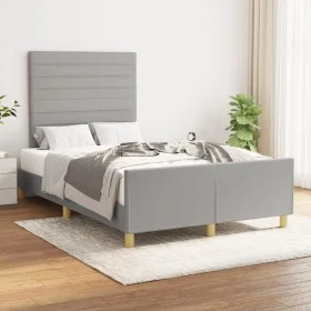 Light gray fabric bed frame with headboard 120x200 cm by , Beds and slatted bases - Ref: Foro24-3125122, Price: 161,45 €, Dis...