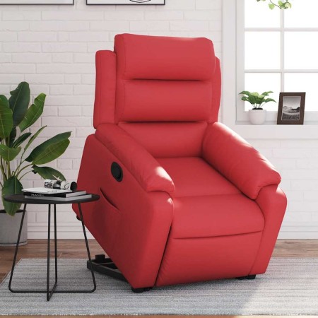 Sillón reclinable elevable cuero artificial rojo en Sillones | Comprar online en Foru.es