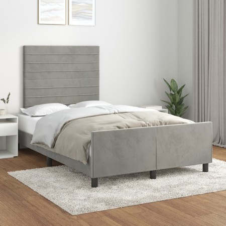 Estructura de cama con cabecero terciopelo gris claro 120x200cm de , Camas y somieres - Ref: Foro24-3125806, Precio: 156,71 €...