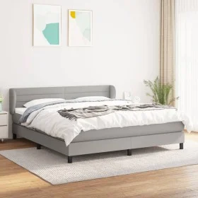 Box spring bed with light gray fabric mattress 180x200 cm by , Beds and slatted bases - Ref: Foro24-3126341, Price: 532,42 €,...