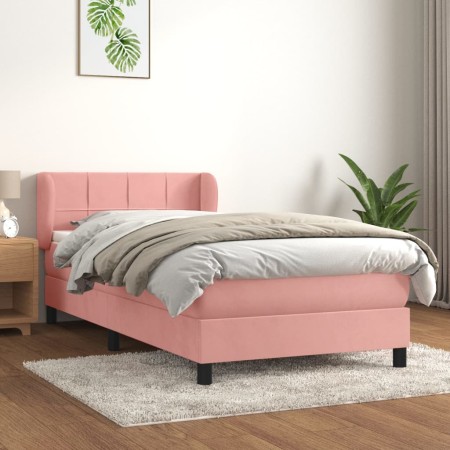 Cama box spring con colchón terciopelo rosa 90x200 cm de , Camas y somieres - Ref: Foro24-3127474, Precio: 307,35 €, Descuent...