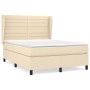 Cama box spring con colchón tela color crema 140x190 cm de , Camas y somieres - Ref: Foro24-3128042, Precio: 502,39 €, Descue...