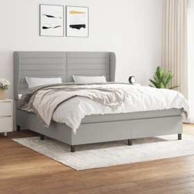 Cama box spring con colchón tela gris claro 180x200 cm de , Camas y somieres - Ref: Foro24-3128061, Precio: 616,20 €, Descuen...