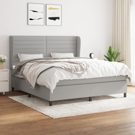 Cama box spring con colchón tela gris claro 180x200 cm de , Camas y somieres - Ref: Foro24-3128061, Precio: 616,20 €, Descuen...