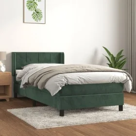 Box spring bed with dark green velvet mattress 90x200 cm by , Beds and slatted bases - Ref: Foro24-3130940, Price: 318,44 €, ...