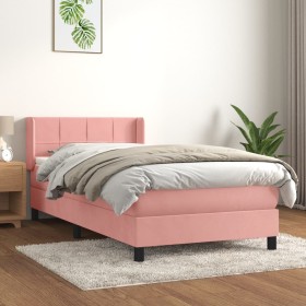 Cama box spring con colchón terciopelo rosa 90x200 cm de , Camas y somieres - Ref: Foro24-3130942, Precio: 303,56 €, Descuent...