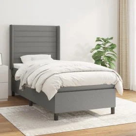 Box spring bed with dark gray fabric mattress 90x190 cm by , Beds and slatted bases - Ref: Foro24-3131474, Price: 327,38 €, D...