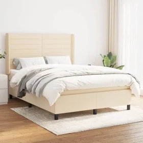 Box spring bed with cream fabric mattress 140x190 cm by , Beds and slatted bases - Ref: Foro24-3131510, Price: 500,29 €, Disc...