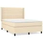 Box spring bed with cream fabric mattress 140x190 cm by , Beds and slatted bases - Ref: Foro24-3131510, Price: 500,29 €, Disc...