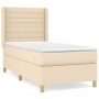 Cama box spring con colchón tela color crema 100x200 cm de , Camas y somieres - Ref: Foro24-3132054, Precio: 357,41 €, Descue...