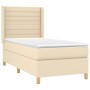 Cama box spring con colchón tela color crema 100x200 cm de , Camas y somieres - Ref: Foro24-3132054, Precio: 357,41 €, Descue...