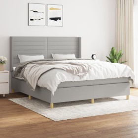 Cama box spring con colchón tela gris claro 180x200 cm de , Camas y somieres - Ref: Foro24-3132089, Precio: 636,10 €, Descuen...