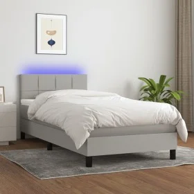 Cama box spring colchón y luces LED tela gris claro 90x190 cm de , Camas y somieres - Ref: Foro24-3133117, Precio: 285,28 €, ...