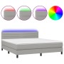 Cama box spring colchón y luces LED tela gris claro 180x200 cm de , Camas y somieres - Ref: Foro24-3133253, Precio: 542,82 €,...