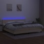 Cama box spring colchón y luces LED tela crema 200x200 cm de , Camas y somieres - Ref: Foro24-3133266, Precio: 564,82 €, Desc...