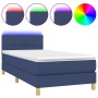 Cama box spring con colchón y LED tela azul 90x200 cm de , Camas y somieres - Ref: Foro24-3133691, Precio: 295,89 €, Descuent...