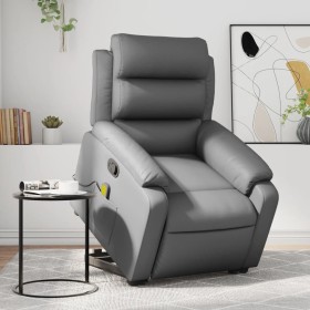 Sillón reclinable de masaje de pie cuero artificial gris en Sillones | Comprar online en Foru.es
