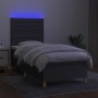 Cama box spring colchón y luces LED tela gris oscuro 90x190 cm de , Camas y somieres - Ref: Foro24-3135478, Precio: 323,13 €,...