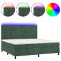 Cama box spring colchón y LED terciopelo verde oscuro 200x200cm de , Camas y somieres - Ref: Foro24-3136206, Precio: 708,56 €...