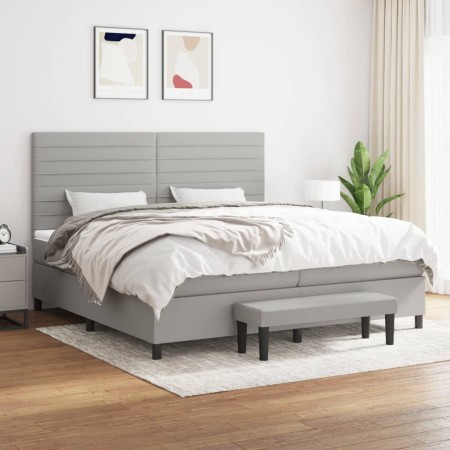 Cama box spring con colchón tela gris claro 200x200 cm de , Camas y somieres - Ref: Foro24-3136701, Precio: 772,97 €, Descuen...