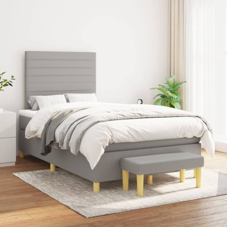 Cama box spring con colchón tela gris claro 120x200 cm de , Camas y somieres - Ref: Foro24-3137221, Precio: 433,71 €, Descuen...