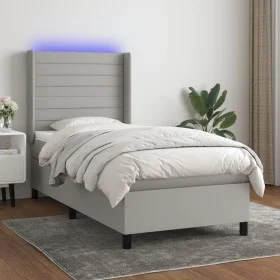 Cama box spring colchón y luces LED tela gris claro 100x200 cm de , Camas y somieres - Ref: Foro24-3138373, Precio: 347,10 €,...