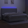 Cama box spring con colchón tela y LED gris claro 200x200 cm de , Camas y somieres - Ref: Foro24-3138421, Precio: 698,90 €, D...