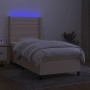 Cama box spring colchón y luces LED tela crema 100x200 cm de , Camas y somieres - Ref: Foro24-3138378, Precio: 356,99 €, Desc...