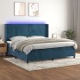 Cama box spring colchón y LED terciopelo azul oscuro 200x200 cm de , Camas y somieres - Ref: Foro24-3139647, Precio: 664,69 €...