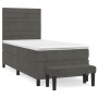 Cama box spring con colchón terciopelo gris oscuro 100x200 cm de , Camas y somieres - Ref: Foro24-3137888, Precio: 362,93 €, ...