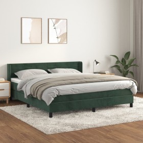 Cama box spring con colchón terciopelo verde oscuro 180x200 cm de , Camas y somieres - Ref: Foro24-3131036, Precio: 567,09 €,...