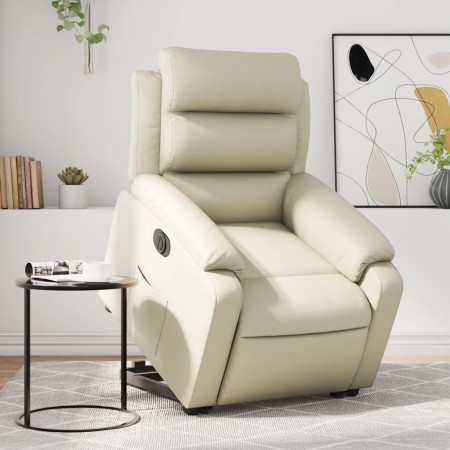 Sillón reclinable elevable eléctrico de cuero sintético crema en Sillones | Comprar online en Foru.es