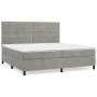 Cama box spring con colchón terciopelo gris claro 200x200 cm de , Camas y somieres - Ref: Foro24-3143103, Precio: 584,41 €, D...