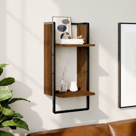 Estante de pared con barra marrón roble 30x25x65 cm de , Estantes y estanterías - Ref: Foro24-836302, Precio: 16,40 €, Descue...
