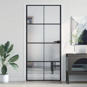 Slim black glass and aluminum interior door 93x201.5 cm by , Doors for the home - Ref: Foro24-155128, Price: 199,50 €, Discou...